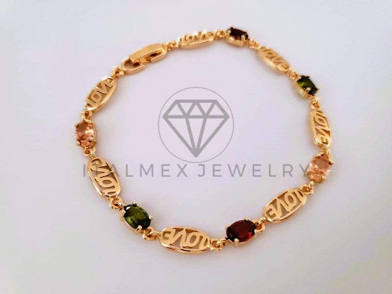 Pulsera de Lujo - 104378 - Diseño LOVE CZ Color Oro Laminado 18K