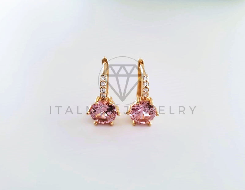 Arete de Lujo - 103846 - Diseño Huggie CZ Rosa Oro Laminado 18K