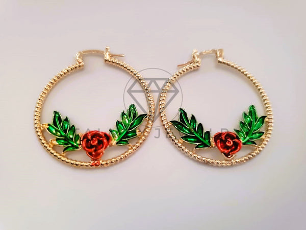 Arracada de Lujo - 104525 - Arracada Rosa Color Oro Laminado 18K