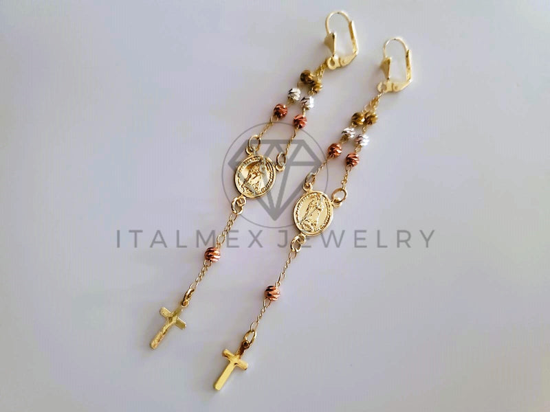 Arete de Lujo - 104533 - Arete Rosario Virgen de Guadalupe Oro Laminado 18K