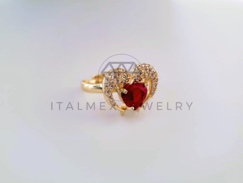 Anillo Dama de Lujo - 104562 - Diseño Corazon con CZ Clara Oro Laminado 18K