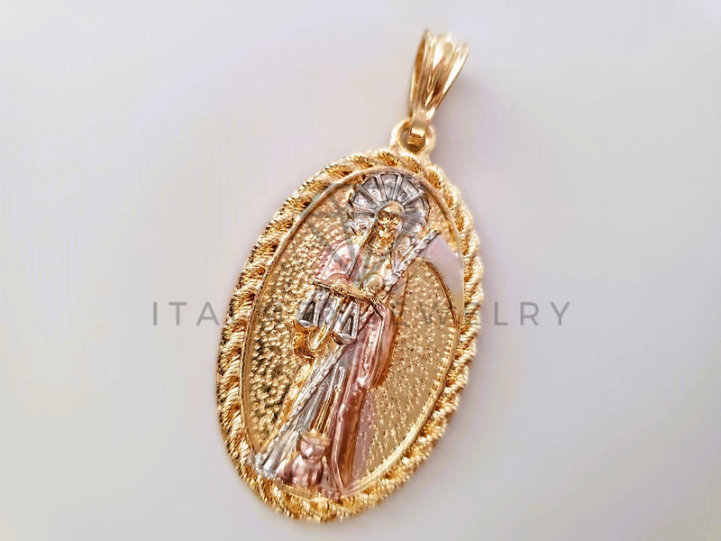 Dije Elegante - 104607 - Medalla Santa Muerte Oro Laminado 18K