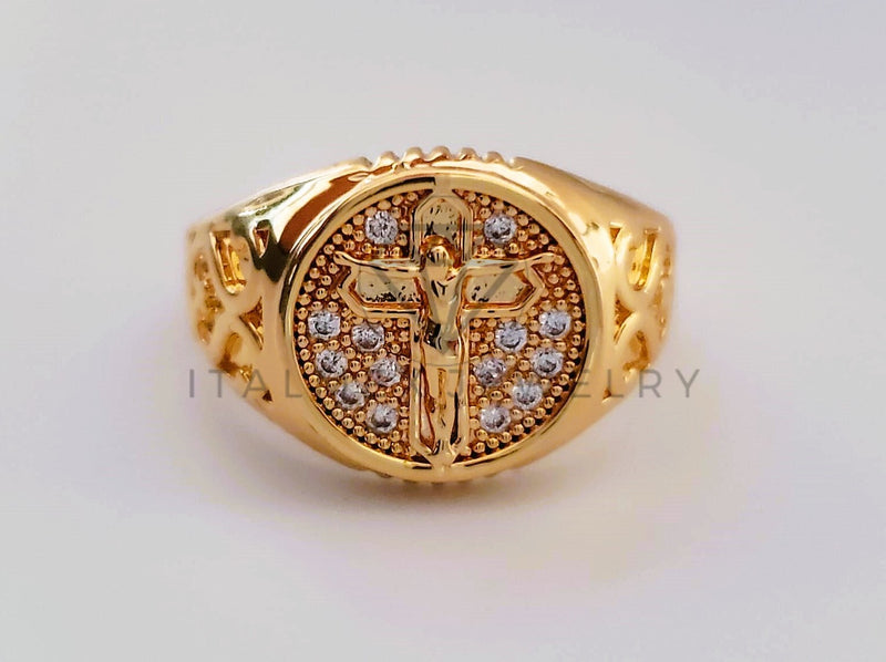 Anillo Dama de Lujo - 104587 - Diseño Cristo CZ Clara Oro Laminado 18K