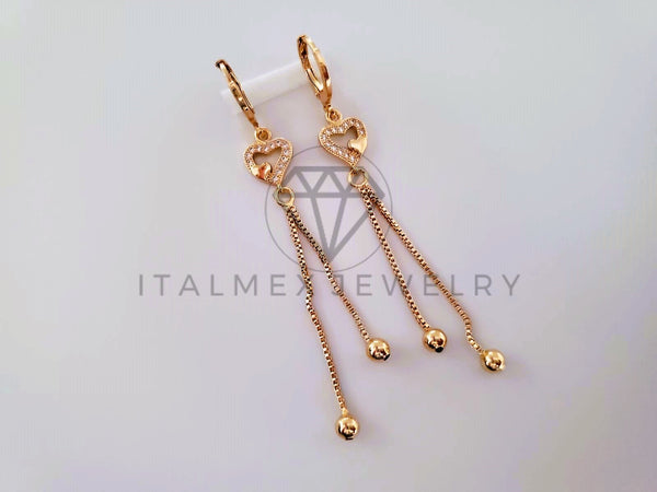 Arete de Lujo - 104635 - Arete Corazon CZ Clara Oro Laminado 18K