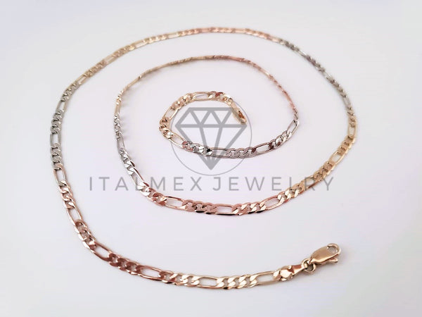 Cadena Clasica - 104686 - Estilo Figaro 3.5mm/24" 3 Oros Oro Laminado 18K