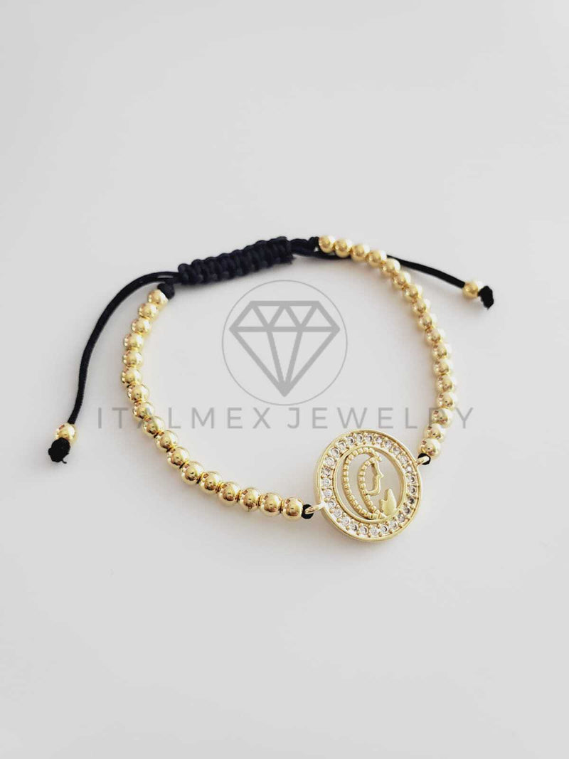 Pulsera Ajustable - 102428 - Diseño de Virgen con CZ Clara Oro Laminado 18K