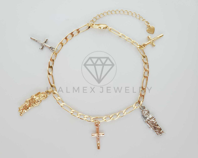 Tobillera Ajustable - 100134 - Diseño de Cristo y San Judas Oro Laminado 18K