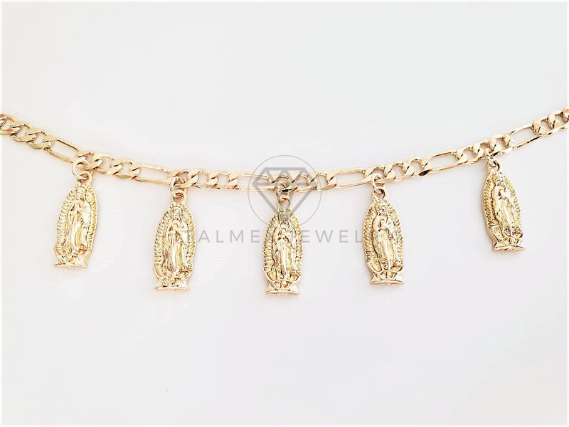 Pulsera Elegante - 102847 - Diseño de Virgen de Guadalupe Dorada Oro Laminado 18K