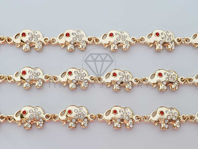 Pulsera de Lujo - 100191 - Diseño Elefante CZ Clara Oro Laminado 18K