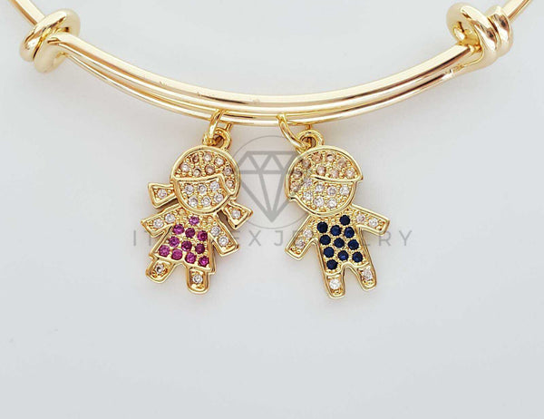 Pulsera Ajustable - 101606 - Diseño de Niños CZ Color Oro Laminado 18K