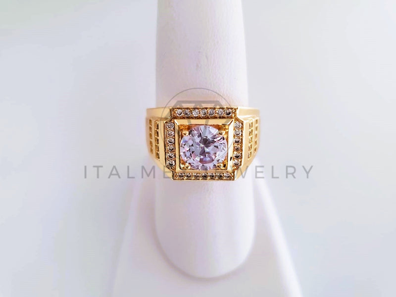 Anillo Caballero de Lujo - 103924 - Diseño Clásico CZ Clara Oro Laminado 18K