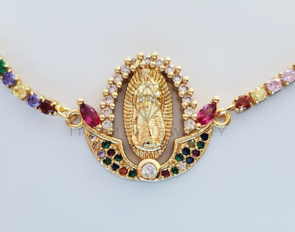 Pulsera Ajustable - 101298 - Diseño de Virgen de Guadalupe con CZ Color Oro Laminado 18K