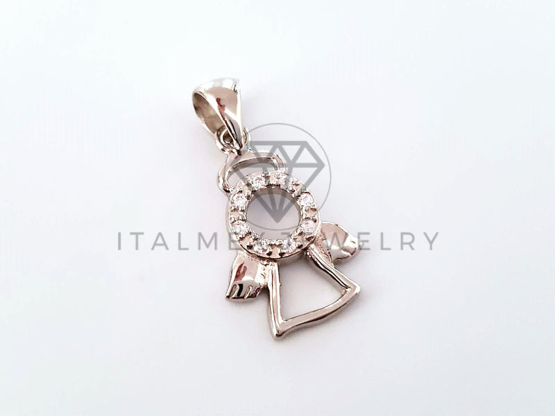 Dije Religioso - 104457 - Dije de Angelito Circonia Clara en Plata Fina .925