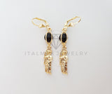 Arete Elegante - 100754 - Diseño de San Judas con CZ Negra Oro Laminado 18K