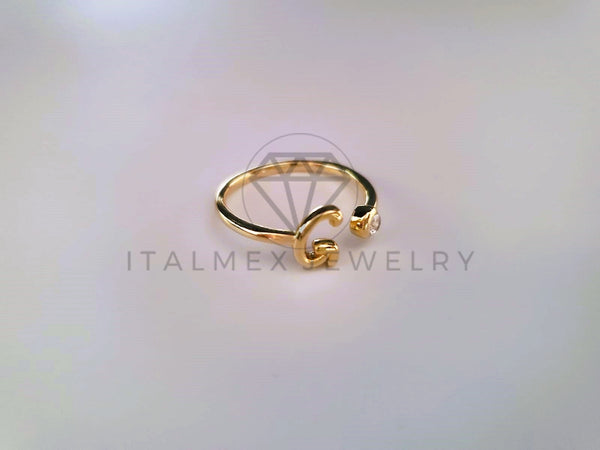 Anillo Dama de Lujo -103765 - Diseño Inicial "G" CZ Clara Oro Laminado 18K
