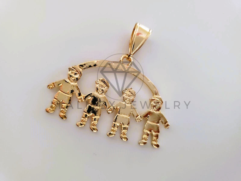 Dije Elegante - 104336 - Dije 4 Niños Tamaño Chico Oro Laminado 18K