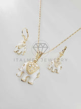 Juego de Lujo - 102393 - Diseño de Elefante CZ Clara Oro Laminado 18K