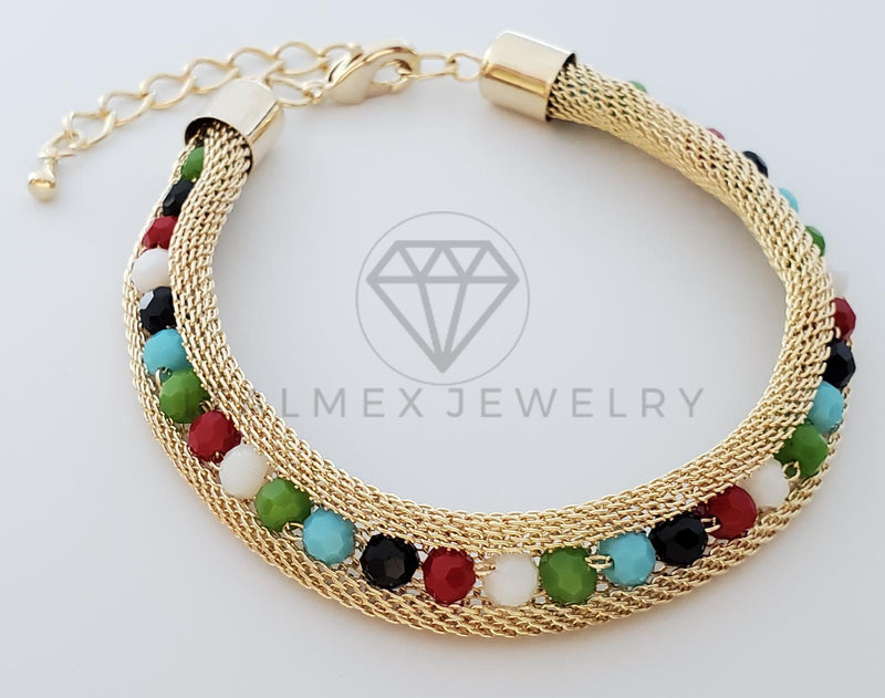 Pulsera de Lujo - 101793 - Diseño de Malla Dorada y Shakira de Colores Oro Laminado 18K