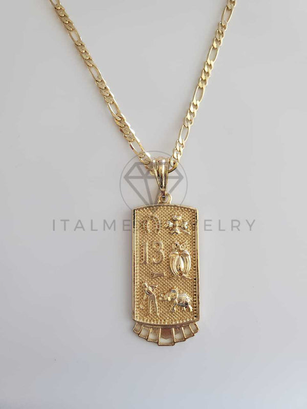 Dije Elegante - 102253 - Placa de las 7 Potencias Tamaño Mediano Oro Laminado 18K