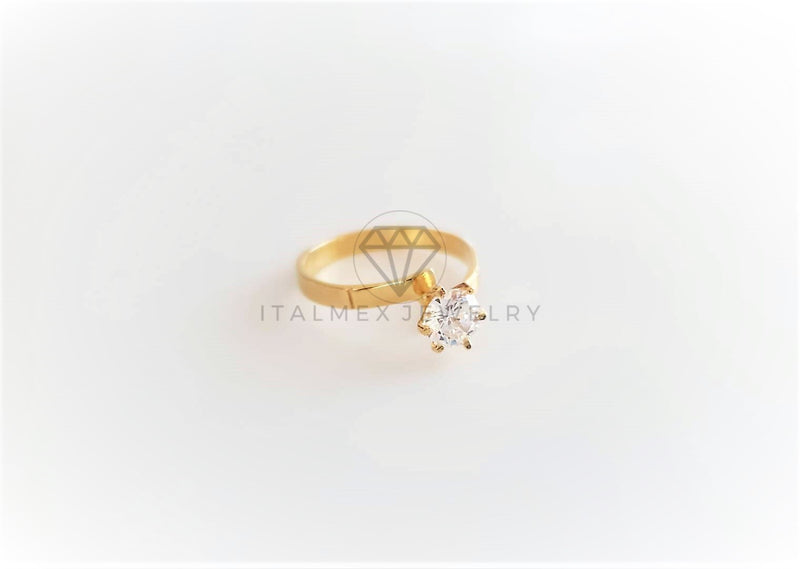 Anillo de Lujo - 103132 - Estilo Solitario Encontrado CZ Clara Oro Laminado 18K