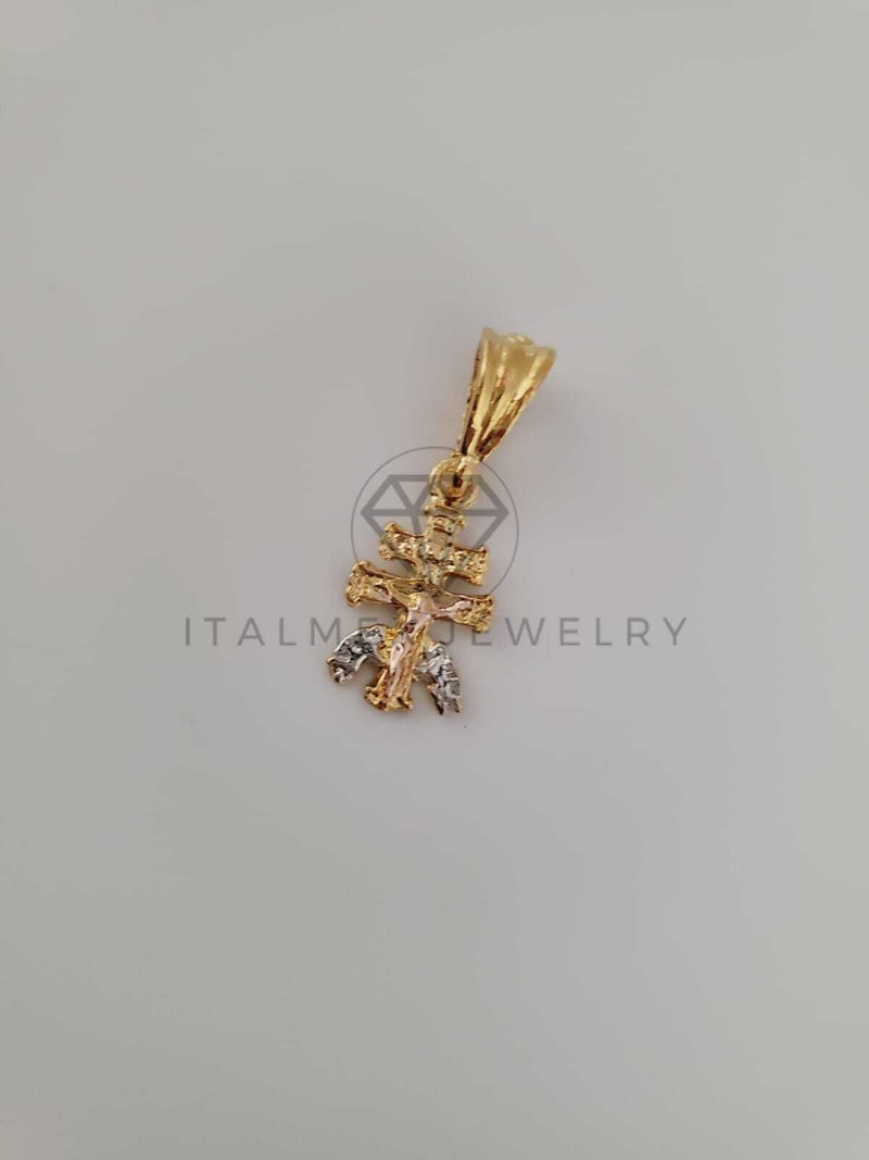 Dije Religioso - 104249 - Cruz de Caravaca Tamaño Mini Oro Laminado 18K