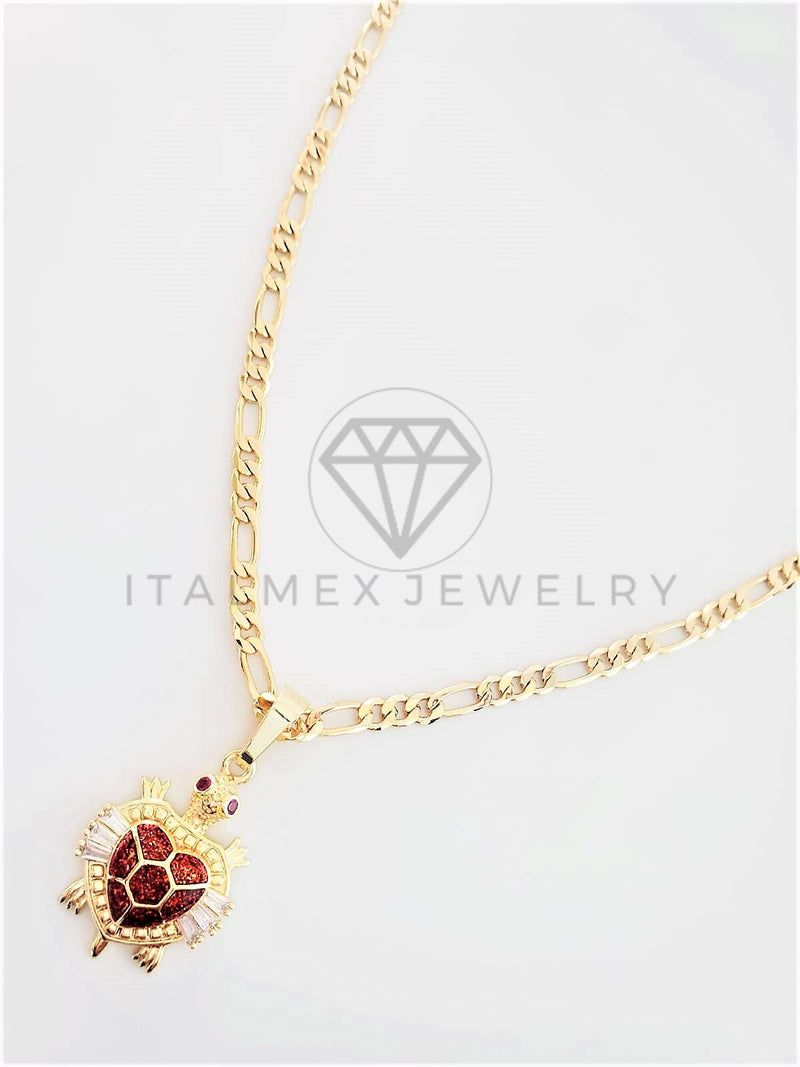 Dije Elegante - 102788 - Dije Tortuga Roja CZ Clara Tamaño Chico Oro Laminado 18K