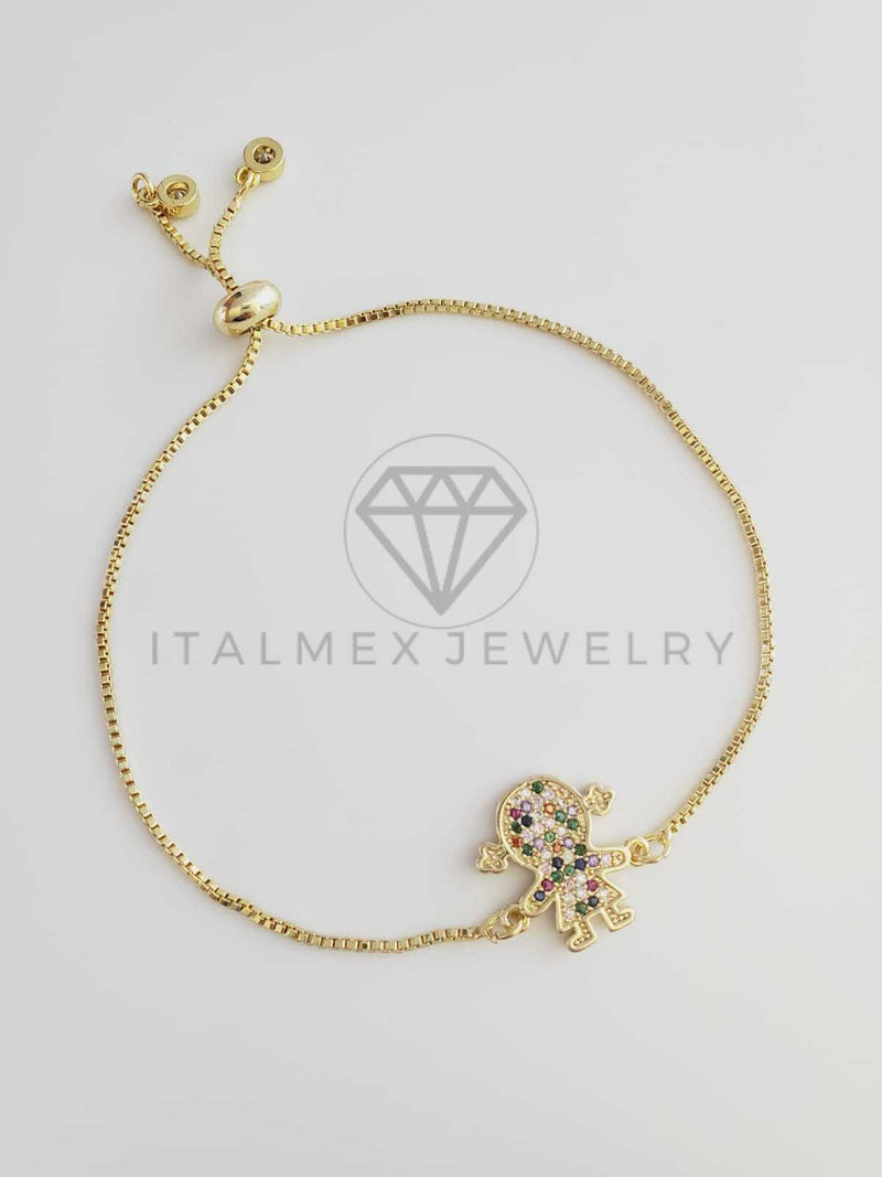 Pulsera Ajustable - 102368 - Diseño de Niña CZ Color Oro Laminado 18K