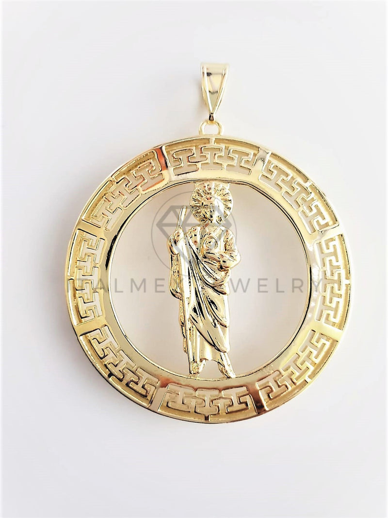 Dije Religioso - 102759 - Medalla San Judas Grecas Extra Grande Oro Laminado 18K