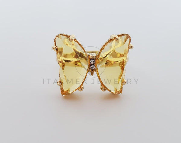 Anillo de Lujo - 101563 - Diseño Mariposa con CZ Amarilla Oro Laminado 18K