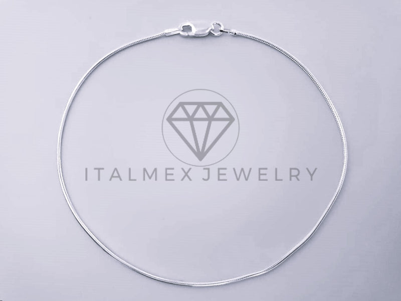 Tobillera Clasica - 104280 - Diseño Cola de Rata 1.1mm/9" Plata Fina .925