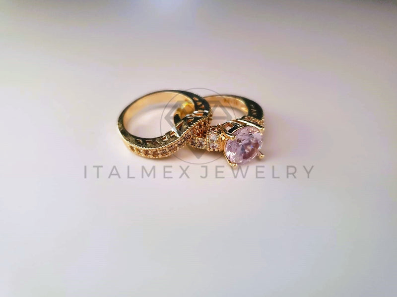 Anillo de Lujo - 103885 - Diseño Alianza Curvo CZ Clara Oro Laminado 18K