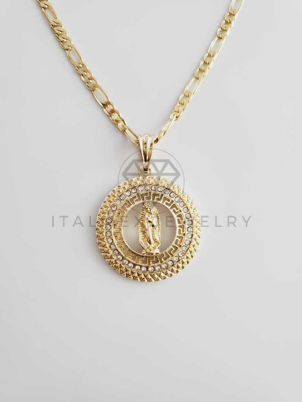 Dije Elegante - 102366 - Medalla Virgen Guadalupe CZ Clara Tamaño Mediana Oro Laminado 18K