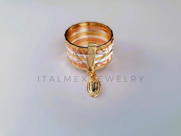 Anillo de Lujo - 103901 - Anillo Semanario Diamantado Virgen Oro Laminado 18K