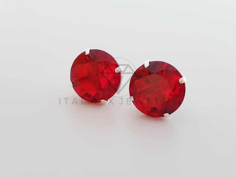 Broquel de Lujo - 101704 - Recto 10mm CZ Roja Plata .925