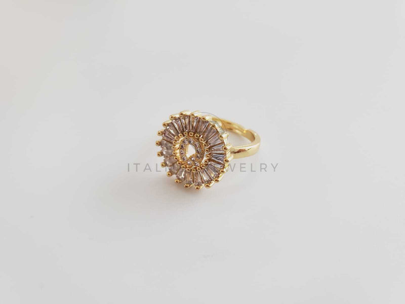 Anillo de Lujo - 102564 - Diseño Inicial "Q" con CZ Clara Oro Laminado 18K