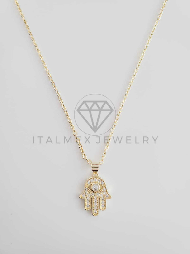 Collar Elegante - 102652 - Collar Mano Hamsa CZ Clara Oro Laminado 18K