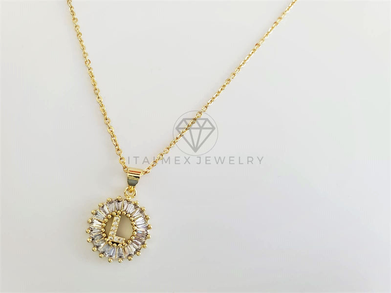 Collar Elegante - 102621 - Collar Inicial "L" Con CZ Clara Oro Laminado 18K