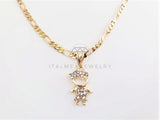 Dije Elegante - 102857 - Dije Niño CZ Clara Tamaño Chica Oro Laminado 18K