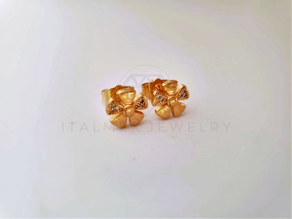 Broquel de Lujo - 104085 - Diseño Girasol Laser CZ Clara Oro Laminado 18K