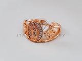 Anillo de Lujo - 104592 - Diseño Virgen y Flor CZ Rosa Oro Laminado 18K