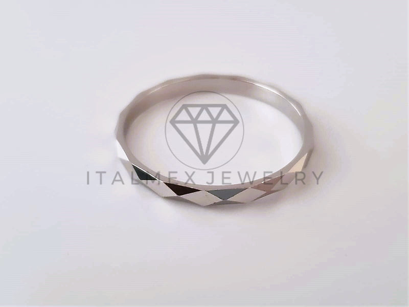 Anillo de Lujo - 104671 - Argolla de Matrimonio Facetada Plata .925