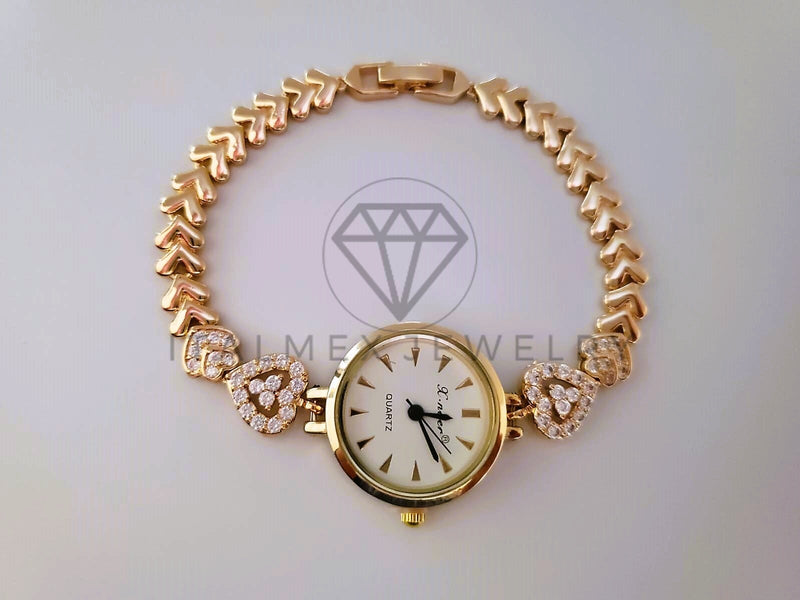 Reloj de Lujo - 104522 - Diseño de Corazones con Circonia Colores Oro Laminado 18K
