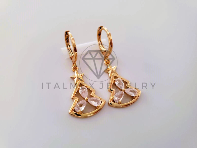 Arete de Lujo - 104636 - Arete Pino CZ Clara Oro Laminado 18K