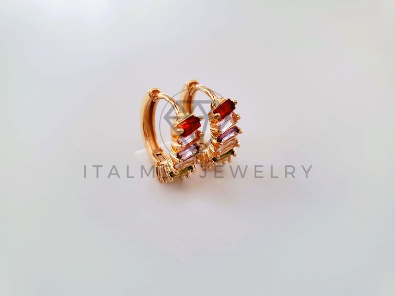 Arete de Lujo - 104626 - Huggie Baguette CZ Color Oro Laminado 18K