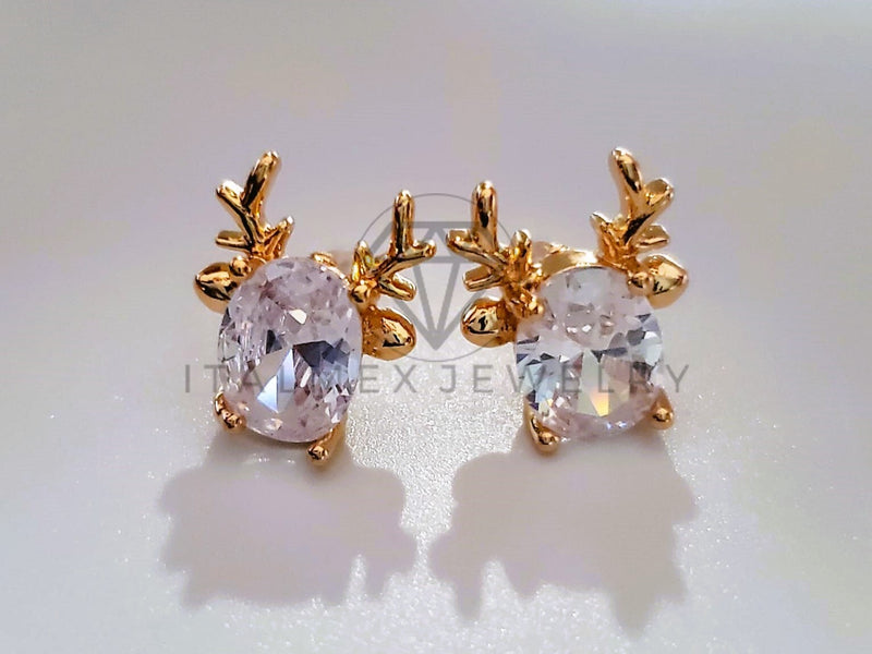 Broquel de Lujo - 104655 - Diseño de Venado CZ Clara Oro Laminado 18K