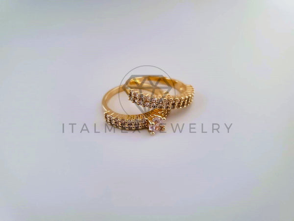 Anillo Dama de Lujo - 104557 - Diseño Alianza CZ Clara Oro Laminado 18K