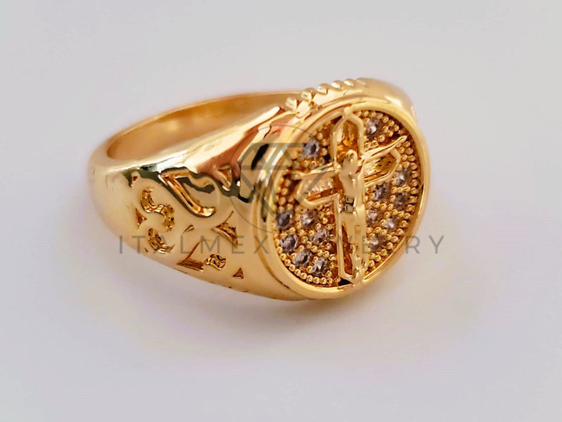 Anillo Dama de Lujo - 104587 - Diseño Cristo CZ Clara Oro Laminado 18K