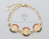 Pulsera Elegante - 100185 - Diseño Medallas San Benito CZ Mexico Oro Laminado 18K