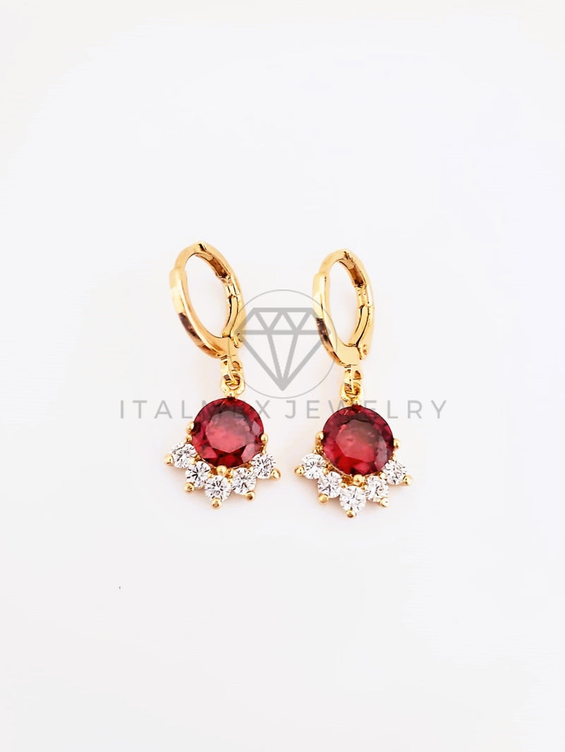 Arete de Lujo - 103560 - Diseño Candil CZ Tinta Oro Laminado 18K