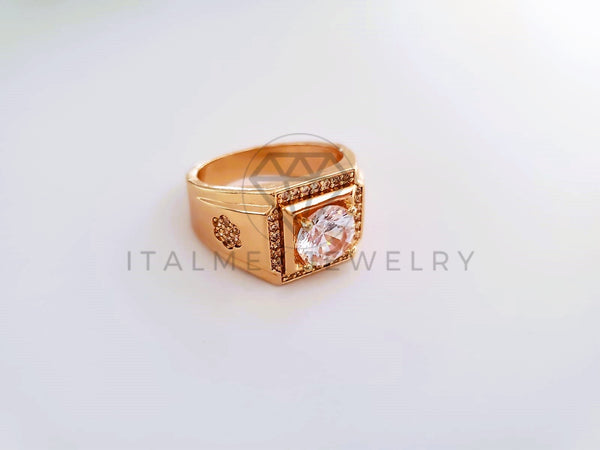 Anillo Caballero de Lujo - 103927 - Diseño Clásico CZ Clara Oro Laminado 18K